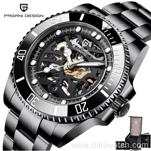 2021 PAGANI DESIGN Automatic Watch Men Skeleton Mechanical 100M Waterproof Sports Full Stainless Steel Top Brand Luxury Watches